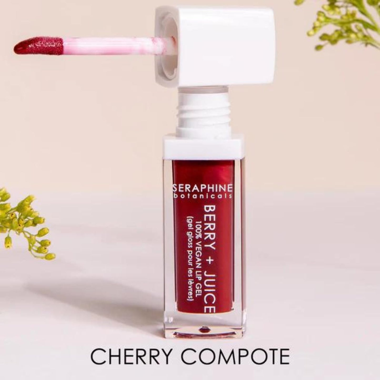 Seraphine Botanicals Berry + Juice - 100% Vegan Lip Gel Tinted Gloss 0.20 fl oz (Cherry Compote)