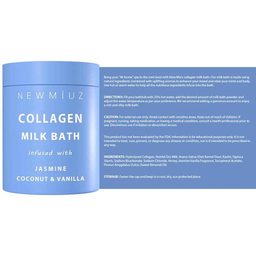 Creamy Coconut Collagen Milk Bath Soak Powder Moisturize & Soften Skin – Vanilla Jasmine Luxury Spa Bubble Bath Salt Mother's Birthday Christmas Relaxation Gifts for Women Perfect Stocking Stuffers