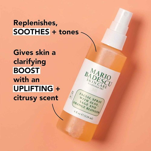 Mario Badescu Facial Spray with Aloe, Sage and Orange Blossom for All Skin Types | Face Mist That Hydrates & Uplifts | 8 FL OZ & 4 FL OZ Combo