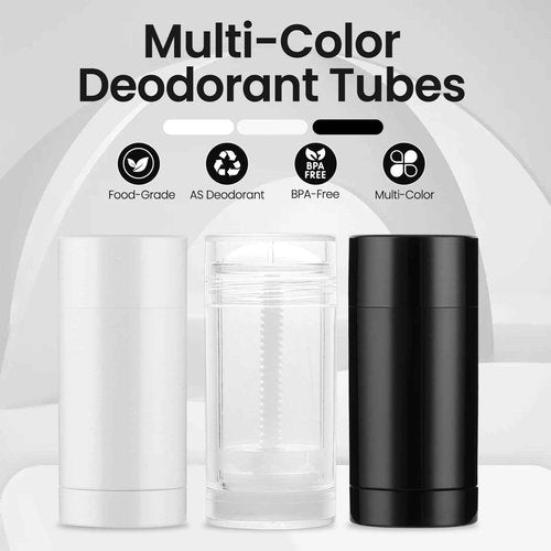 Sherules 10-Pack Empty Deodorant Containers White - 2.5oz/75ml Refillable Bottom-Fill Tubes with Twist-Up for DIY Homemade Deodorant & Lip Balm