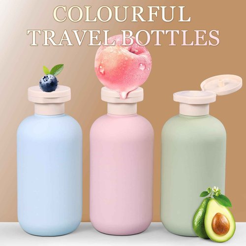ASEVAT Leak Proof Travel Bottle with Flip Cap, Shampoo and Conditioner Bottle Set, Refillable Containers for Lotion, Cream Shampoo (Green+Blue+Pink, 3.4 Ounces)