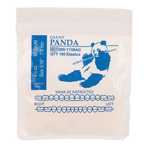 American Orthodontics Elastics Wildlife Panda | Medium, 4.5 Oz, 5/16" Size, 50 Packs Per Box, 5,000 Total | Made in The USA | Exacting Dimensions, Precision Cutting, Top Quality Latex Tubing