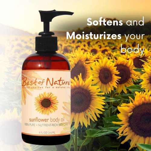 Best of Nature 100% Pure Sunflower Massage Oil, Lightweight Deep Moisturizing Unscented Oil for Skin, Body & Massage, Nourishing Hydration for Hair & Face, 1 Gallon (128 fl oz)