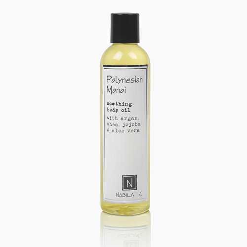 Nabila K Polynesian Monoi (Monoi de Tahiti Flower Scent) Body Oil, 9 oz Moisturize & Nourish with Argan & Coconut Oil - Vitamin C Enriched - Naturally Derived, Vegan-Friendly
