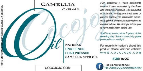 Dr Joe Lab Japanese Camellia Seed Oil - Pure, Unrefined, Cold Pressed, Non-GMO Bulk Carrier - 16 oz - for Skin, Hair, Nails, Body, Facial Hair - Hydrating Moisturizing Vegan Nourishing