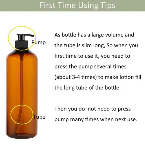 zmybcpack 4 Pack 32 OZ Empty Plastic Pump Bottles With 1 Pen, Labels & Silicone Funnel, Amber Empty Shampoo Bottles with Pumps For Body Wash, Shampoo, Massage Lotion, Gel