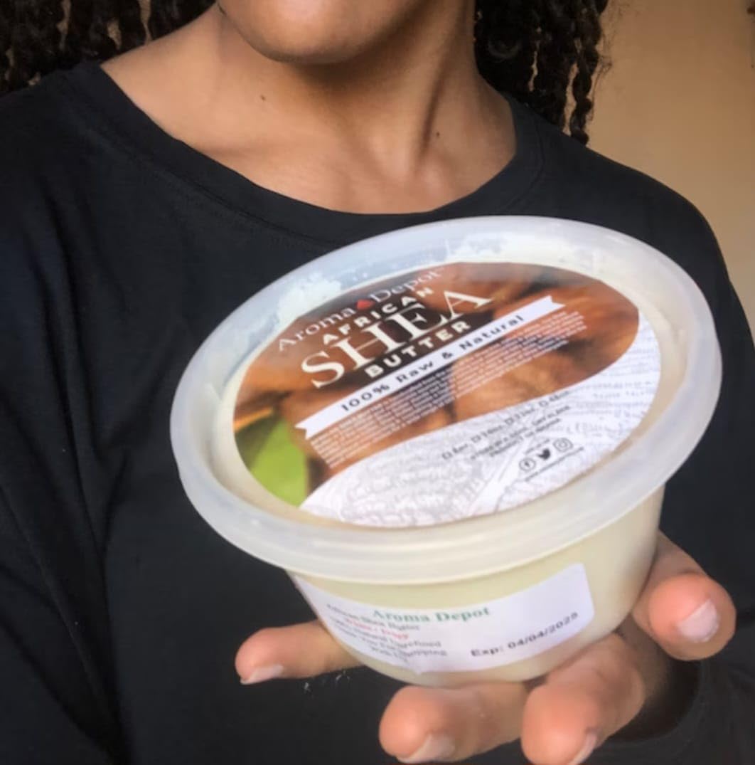 Raw African Shea Butter 32 oz. Container Ivory/White Grade A 100% Pure Natural Unrefined Fresh Moisturizing. Ideal for Dry and Cracked Skin. Can be use in Body, Hair and Face. (2 PACK)