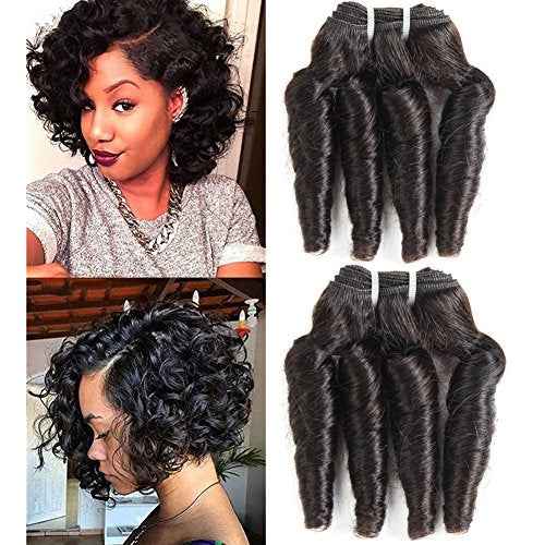 Molefi Brazilian Virgin Funmi Hair Bundles Burmese Curly Bundles Human Hair Short Curly Weave 9A Unprocessed Brazilian Human Hair Extensions 100g/pc Natural Color (10 12inch 100g/pc)