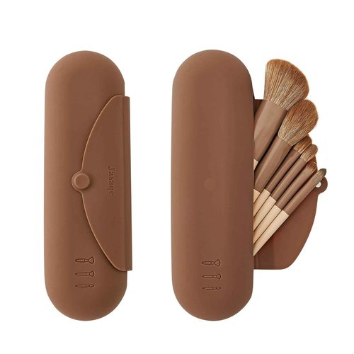 JASAQE Silicone Makeup Brush Holder, Large Travel Makeup Brush Case, Soft Portable Cosmetic Face Brushes Holder