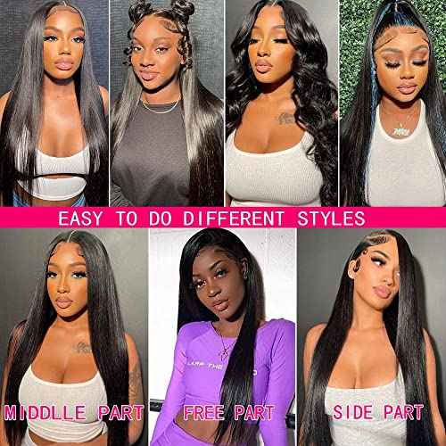 10A Straight Bundles with Closure Human Hair 20 22 24+18 Brazilian Human Hair Bundles with Closure 100% Unprocessed Virgin Straight Hair Weave 3 Bundles with Lace Closure 4x4 Free Part Natural Color