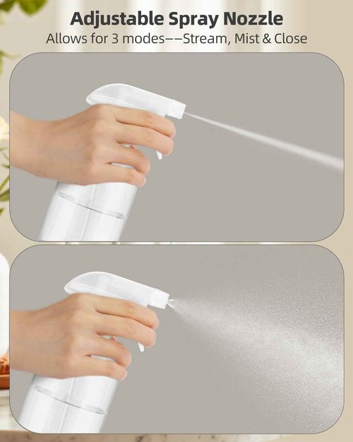Worldgsb 2 Pack Glass Spray Bottles 8 oz, Empty Refillable Containers with Silicone Sleeve Protection, Glass Spray Bottles for Cleaning Solutions, Hair and Plants with Adjustable Nozzles Blue&Grey