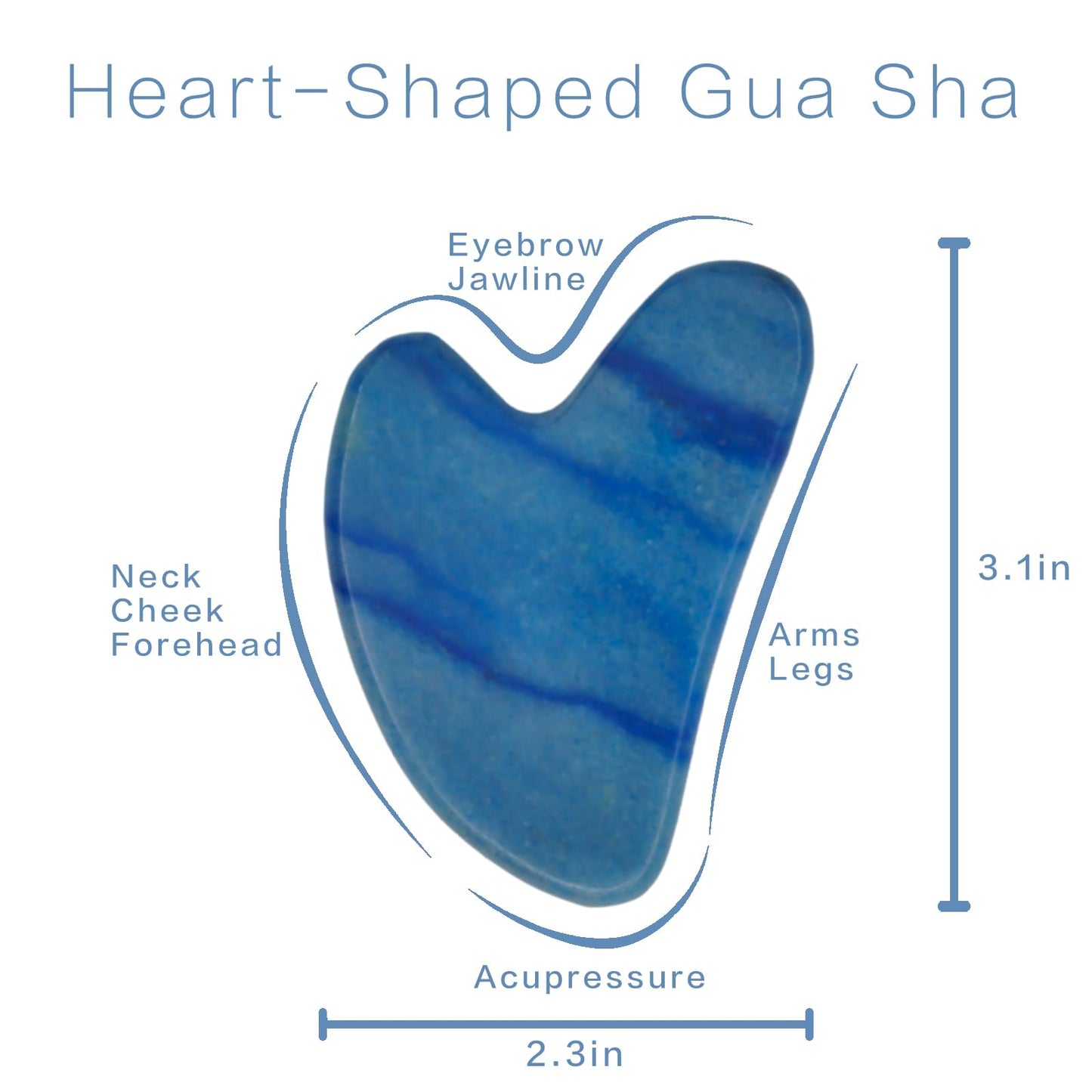 Contrybox Gua Sha Facial Tools, Jade Guasha Tool for Face & Eye Gua Sha Stone for Puffiness Reducing & Jawline Sculpting Face Stone Gua Sha Tools for Skin Care Woman GuaSha Stone Tool, Blue