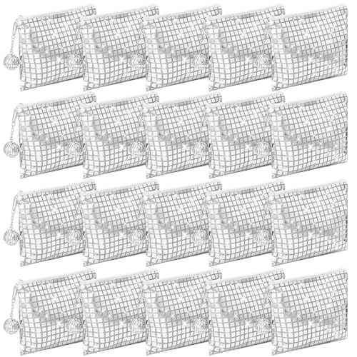 20 Pack Disco Cosmetic Bags Portable Glitter Sequin Mirror Makeup Organizer with Zipper, Suit for Bachelorette, New Years Eve, 70s, 80s, 90s Disco Party Favors (Silver)
