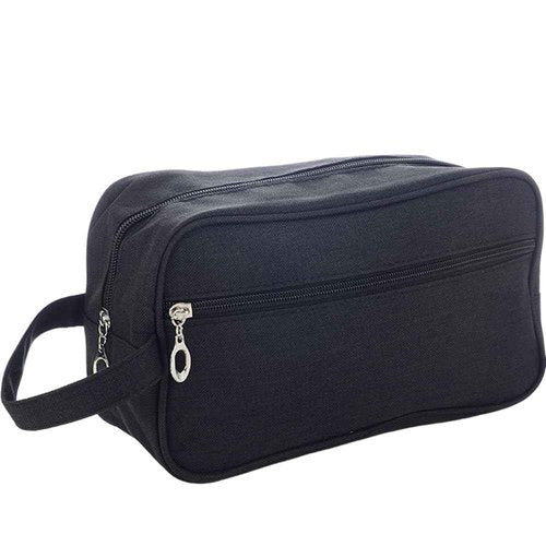 Trawila Travel Toiletry Bag for Women and Men, Makeup bag Organizer for Cosmetics Toiletries Brushes Tools, Foldable, Water-resistant,With Divider and Handle (Black)