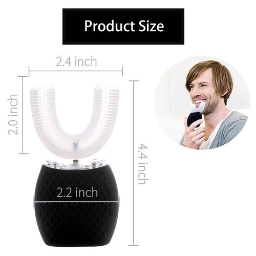 RONGCHUANG Automatic Toothbrush for Adults - Ultrasonic Electric Toothbrush with Soft Bristles Rechargeable Portable Waterproof Design 30s Timer, Wireless Charging Dual-Use for Travel & Home (Black)