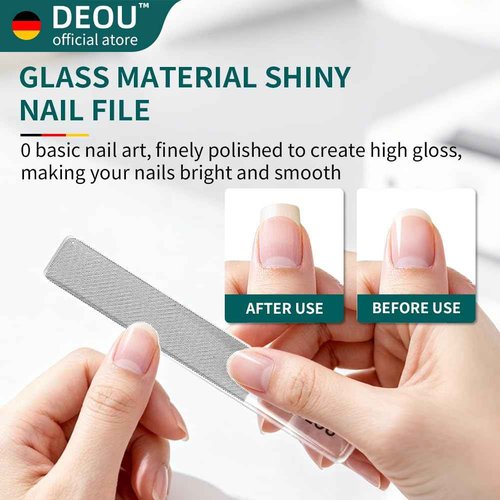 DEOU 3-in-1 Professional Nail Clipper Set - Stainless Steel Large/Medium Flat-Edge Clippers with Built-in Nail File, Champagne-Colored Nail Care Tools, Exquisitely Gift-Packaged for Home & Travel Use