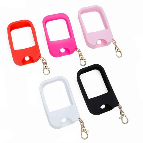 SUBANG 5 Pieces Silicone Case Compatible with Touchland Hand Sanitizer Spray Protective Case with Keychain for Power Mist and Glow Mist 1 fl oz