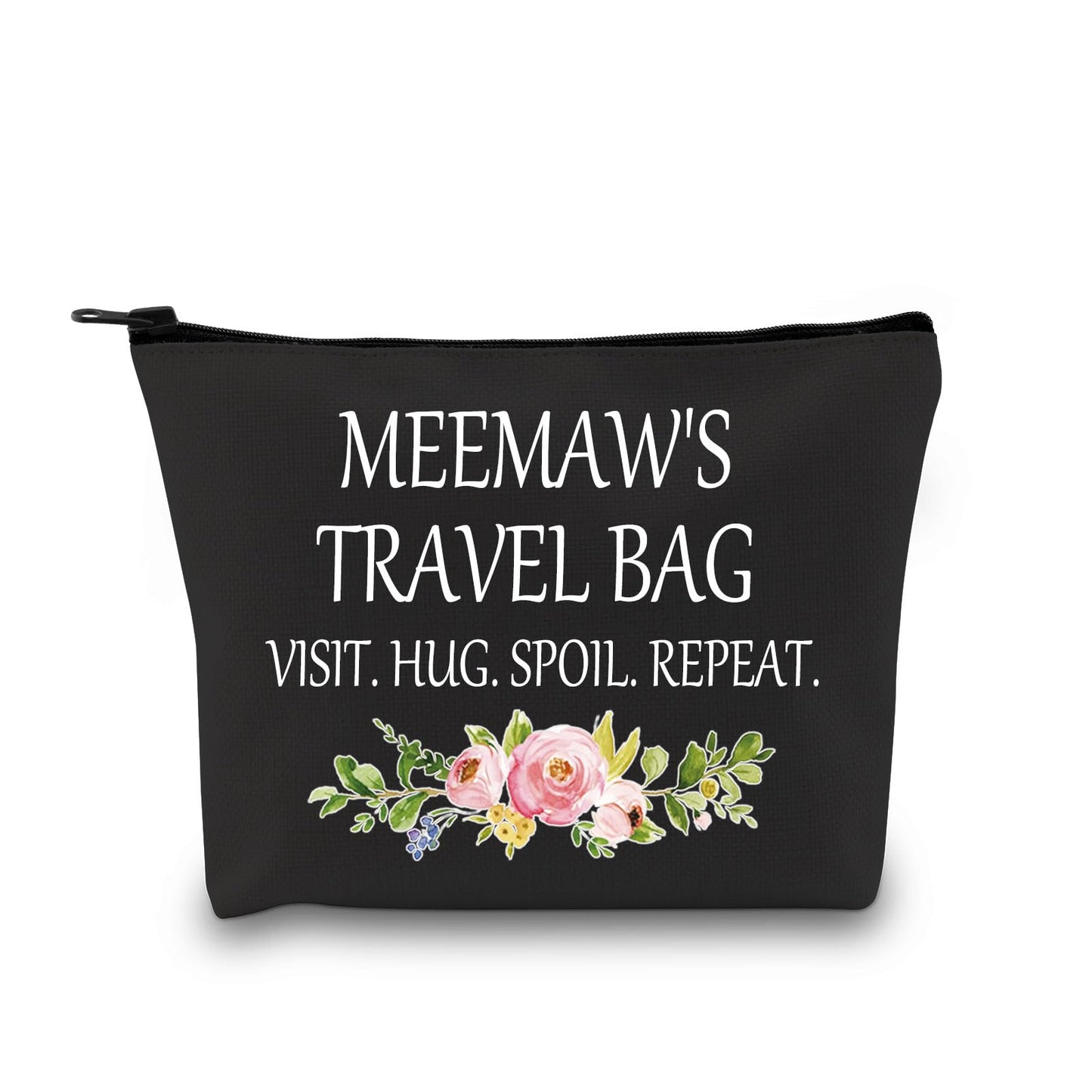 Meemaw Gift Grandmother Gift Mother Day Zipper Pouch Cosmetic Bag Birthday Gifts for Grandma (Meemaw's Travel Black)