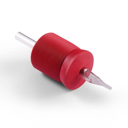 BEZTAT 1.25 Inch Ultra Premium Red Soft Silicone Grip w/Long Clear Disposable Tubes & Tips- 15 Pack, Round Tip (7RT)