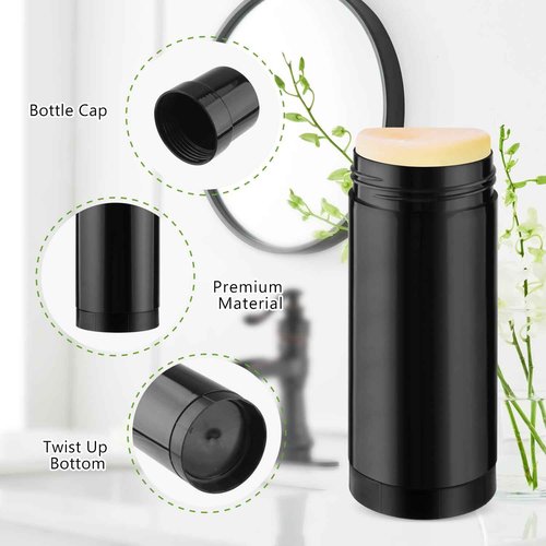 12 Pcs 60ml/2oz Deodorant Containers Plastic Twist Up Filling Bottle Deodorant Holder Stick for Crayon Chapstick Sunscreen Lotion Bar - Black