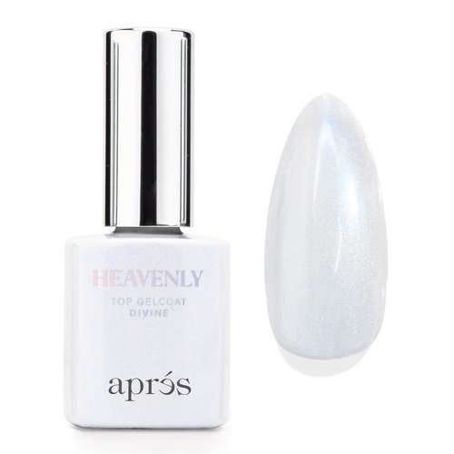 Apres Heavenly Top Gelcoat, 15 ml Non-Wipe Nail Gel Polish Top Coat, Shimmery Long Lasting Topcoat (Divine, 15 ml)