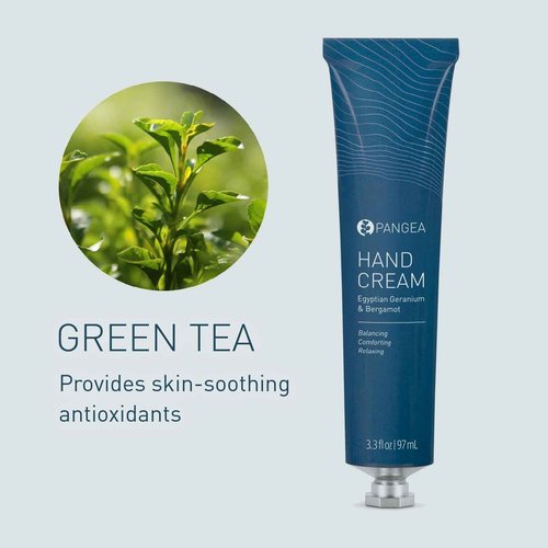 Pangea Organics - Natural Egyptian Geranium + Bergamot Hand Cream | Vegan, Non-Toxic, Fast-Absorbing & Hydrating | Clean Beauty in Sustainable Aluminum Tube (3.3 oz | 97 ml)
