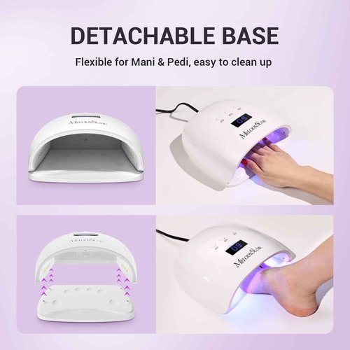 MelodySusie Professional UV LED Nail Lamp, P-Plus30I High Efficient Nail Dryer with 3 Timers & Detachable Base Cures All Hard Gels, Especially Rhinestone Glue, Solid & Liner Gel Polishes
