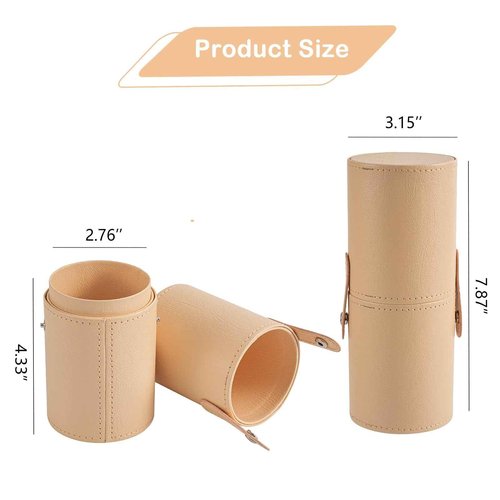 RSRSLEII Portable Makeup Brush Holder, Waterproof PU Leather Travel Makeup Brush Case Bag Cup, Brush Storage Dustproof Bag (01Light Pink)
