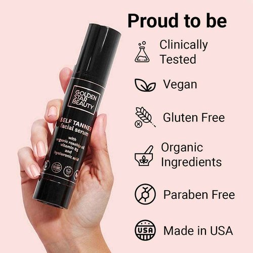 Face Tanner – Self Tan Serum w/Hyaluronic Acid and Organic Oils, Self Tanners Best Sellers, Facial Sunless Tanner for Natural Sunkissed Glow, Fake Tan Moisturizer, 2.0 fl (Light to Medium)