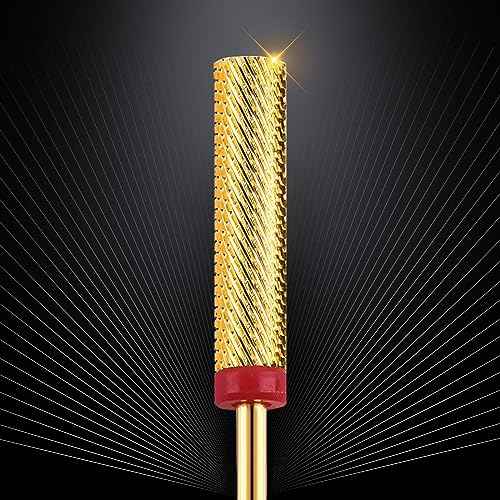 Nail Drill Bit, CORFULRA Super Long Barrel Nail Bit Carbide Tungsten Drill Bit for Nails, Upgrade Professional Advanced bit for Removing Acrylic Nails. Nail Tech Mush Haves (Gold, F)