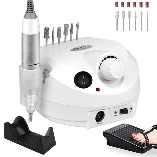 Acrylic Nail Drill-Electric Nail Drill 30000 RPM Electric Nail File with Foot Pedal E File Manicure Set, Nail Grinder for Gel Nails Efile with Drill Bits