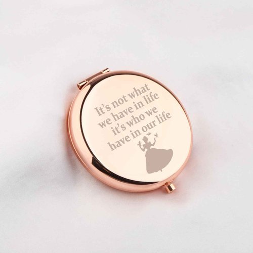 WUSUANED Princess Makeup Mirror It’s Not What We Have in Life It’s Who We Have in Our Life Jewelry Fairy Shoes Movie Gift Princess Fan Gift
