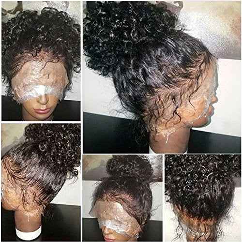 JYZ Burmese Curly Hair Lace Front Wigs Human Hair 180% Density Pre Plucked Bleached Knots with Baby Hair 13X4 HD Lace Brazilian Wet Raw Human Hair Wigs 18 Inch Free Part Natural Color