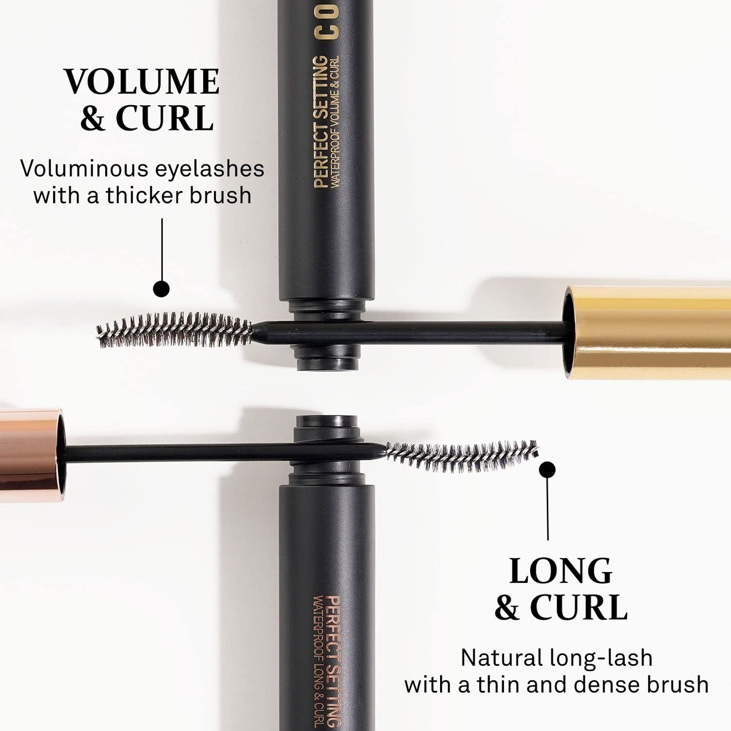 COSNORI Perfect Setting Waterproof Mascara Long & Curl - Lengthening Fiber Mascara Black – Natural Lash Extension – Waterproof, Smudge Proof, Clump Free – Irritation Free Tested, 0.24 fl.oz.