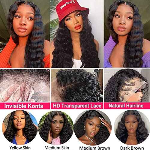 JIETAI 13x4 Loose Deep Wave Curly Lace Front Wig Pre Plucked with Baby Hair 180% Density Curly Human Hair Wigs 10A Wigs for Black Women Glueless Wig (30inch, Natural Color)