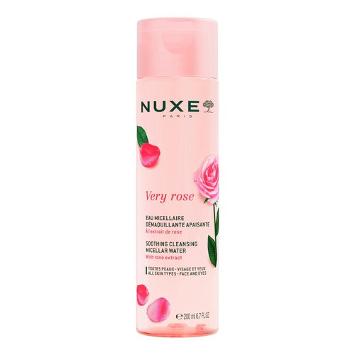 Nuxe Very Rose 3-in-1 Micellar Water, Soothing Facial Cleanser and Makeup Remover, with Rose Extract for Face & Eyes, 6.7 Fl Oz