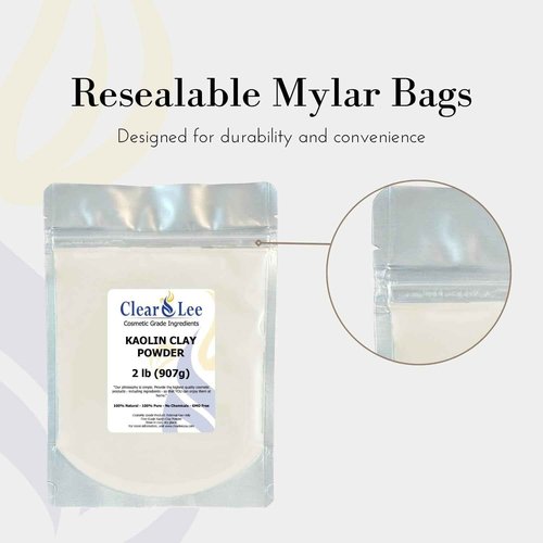 ClearLee Kaolin Clay Cosmetic Grade Powder - 100% Pure Natural Powder - Great For Skin Detox, Rejuvenation, and More - Heal Damaged Skin - DIY Clay Face Mask (5 LB)