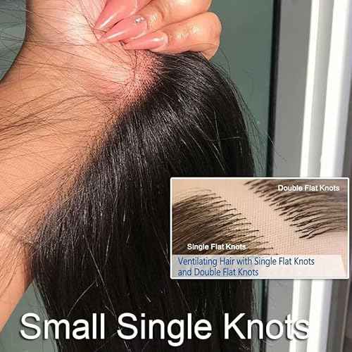KRN 5x5 HD Lace Closure, 0.1mm Ultra-thin Invisible HD Lace Closure Tiny Single Knot Pre-Plucked with Baby Hair 12A Grade Brazilian Virgin Straight Human Hair 12 Inch