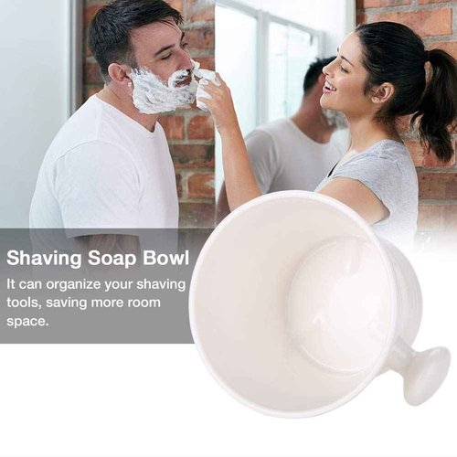 Brrnoo Shaving Bowl, Shaving Soap Bowl For Men Heat Insulation Smooth Shaving Bowl, Mug with Knob Handle, ABS Shaving Soap Bowl Foam Shaving Soap Cream Bowl (White)