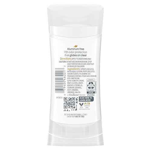 Dove Aluminum Free Deodorant for Women 4 Count Cucumber and Green Tea 72 hour odor protection 2.6 oz