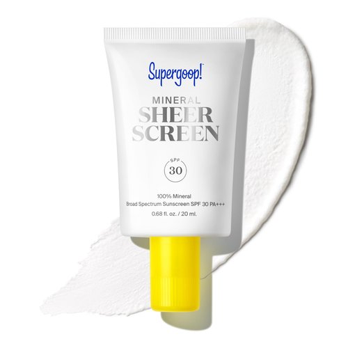 Supergoop! Mineral Sheerscreen SPF 30 PA+++, 0.68 fl oz - Mineral, Broad Spectrum Face Sunscreen + Primer + Helps Filter Blue Light - Satin Finish - For All Skin Types