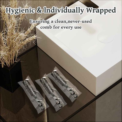 Bulk Hair Brushes 100 PCS Individually Wrapped Hair Brush Bulk, Disposable Hair Brushes Homeless Supplies Bulk Suitable for Charity Donation,Hotel,Shelter,Home(Black)