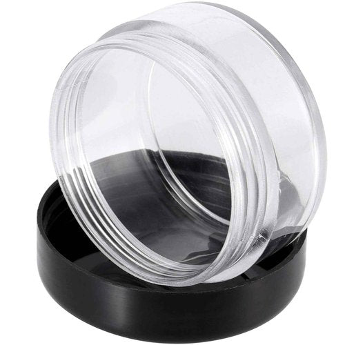 KOHAND 150 Pieces 10 Gram Plastic Cosmetic Sample Containers Jars with Black Lids, BPA Free, Small Lip Balm Containers, Clear Empty Lip Scrub Container for Creams and Lotions