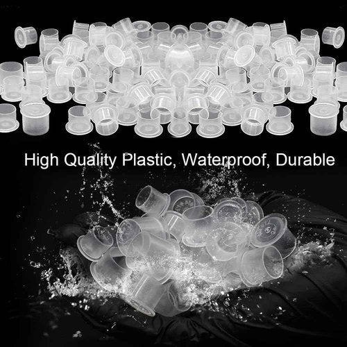Tattoo Ink Caps - WZPB 300pcs Ink Caps with Base Tattoo Ink Cups White #17 Large Pigment Caps