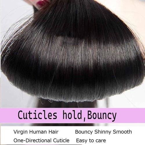 12A Straight Bundles Human Hair 20 Inch 100% Unprocessed Brazilian Virgin Human Hair Bundles Straight Sew In Bundles for Black Women Hair Extensions Natural Black Color