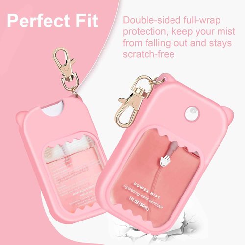 taessv Hand Sanitizer Spray Case for Touchland Silicone Touchland Case Keychain Cute Hand Sanitizer Spray Holder Compatible with Touchland Power Mist Gentle Mist Glow Mist, Pink