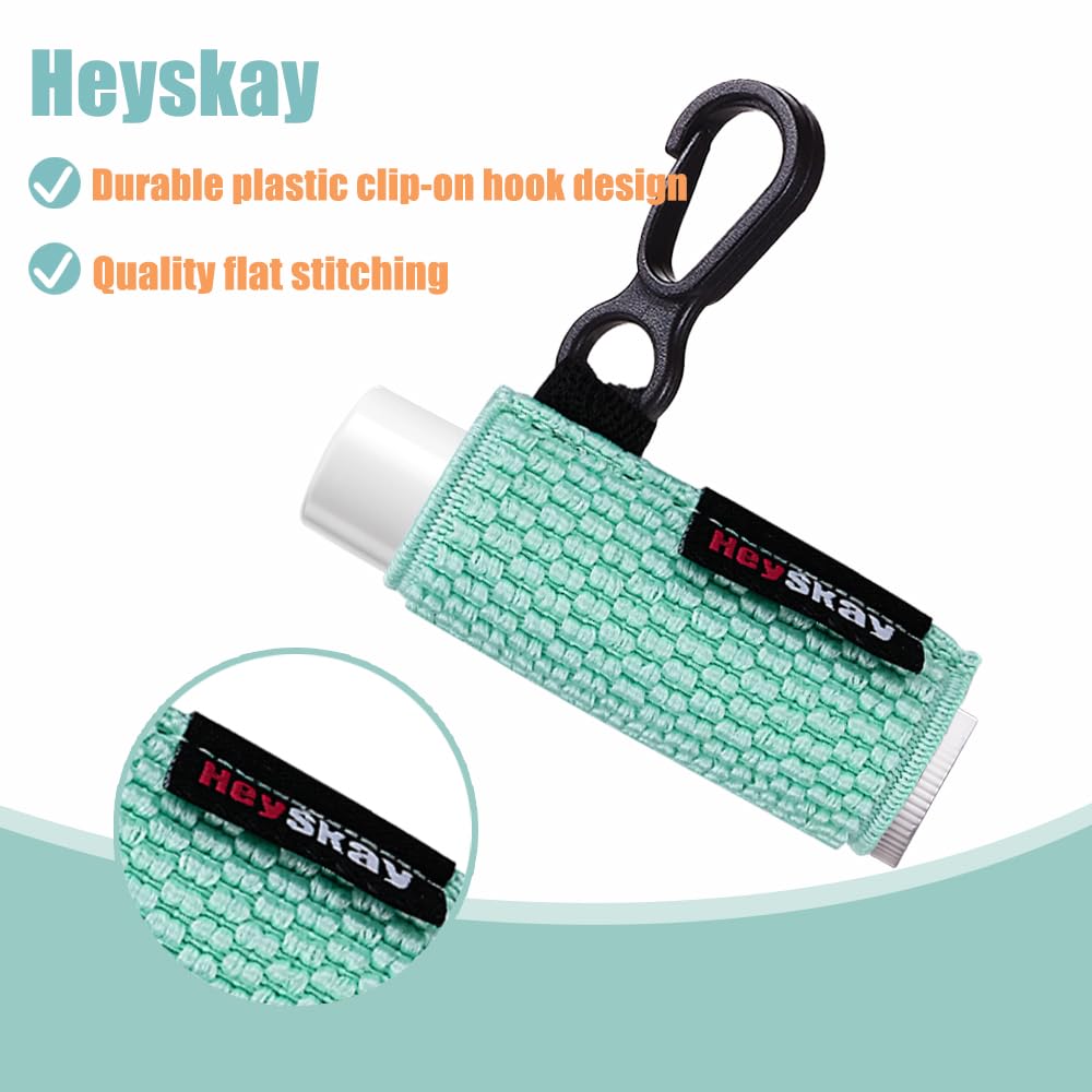 HEYSKAY 3PCS Lip Balm Holder Sleeves Keychain Chapstick Holder Keychain Lip Gloss Holder Keychain Chapstick Elastic Sleeves(Black/Brown/Light Blue)