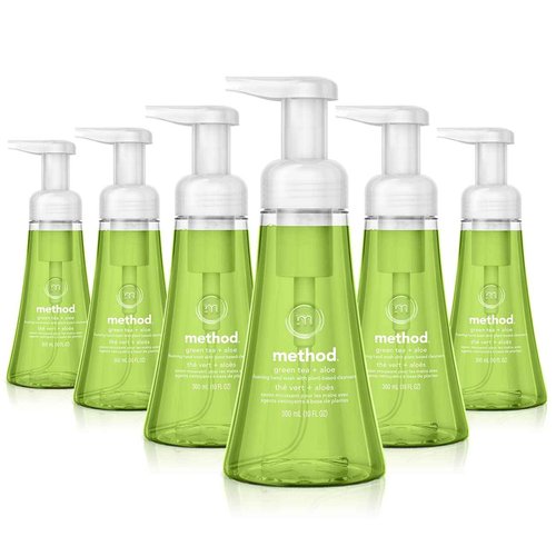 Method Foaming Hand Soap, Green Tea + Aloe, 10 Fl Oz (Pack of 6)