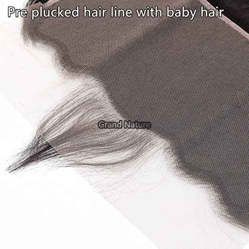 Grand Nature Frontal HD Lace Closure Only, 13x6 Frontal HD Lace, 5x5 HD Lace Closure Body Wave, Straight 4x4 Closure, 13x4 Lace Frontal HD Lace (Straight, 12"-13x6 Frontal)