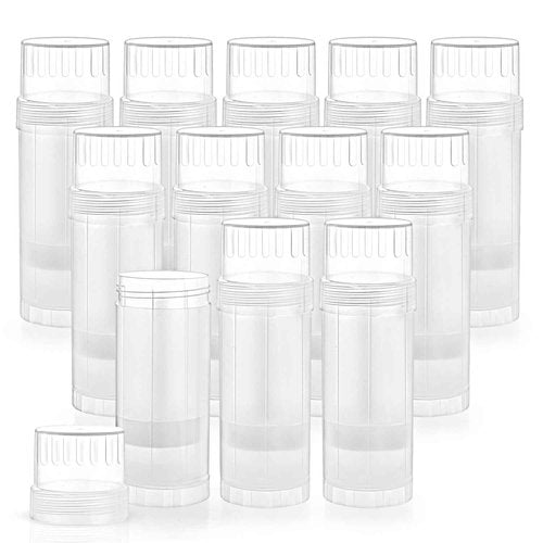 Mirrline 12 Pcs 60ml/2oz Empty Deodorant Containers Twist Up Plastic Deodorant Holder Tube for Lipstick Crayon Chapstick Sunscreen Bar - Translucent
